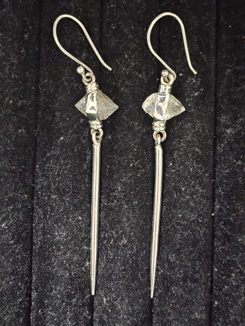 925S Herkimer Diamond Drop Spike Earrings